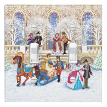 Dames et hussards se promenant dans le parc