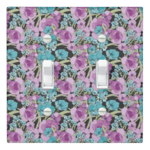 Elégant motif floral rose pourpre fond noir