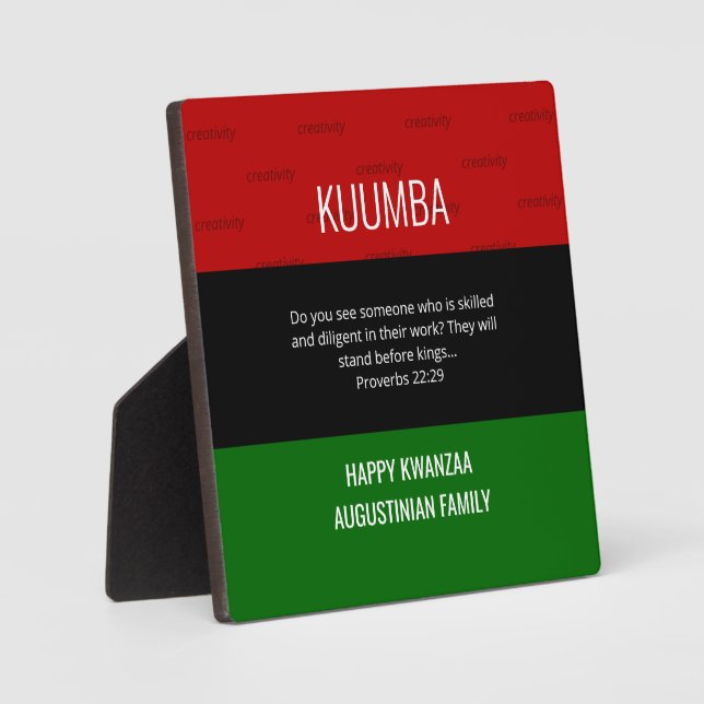Plaque KUUMBA Happy Kwanzaa personnalisée (Recto)