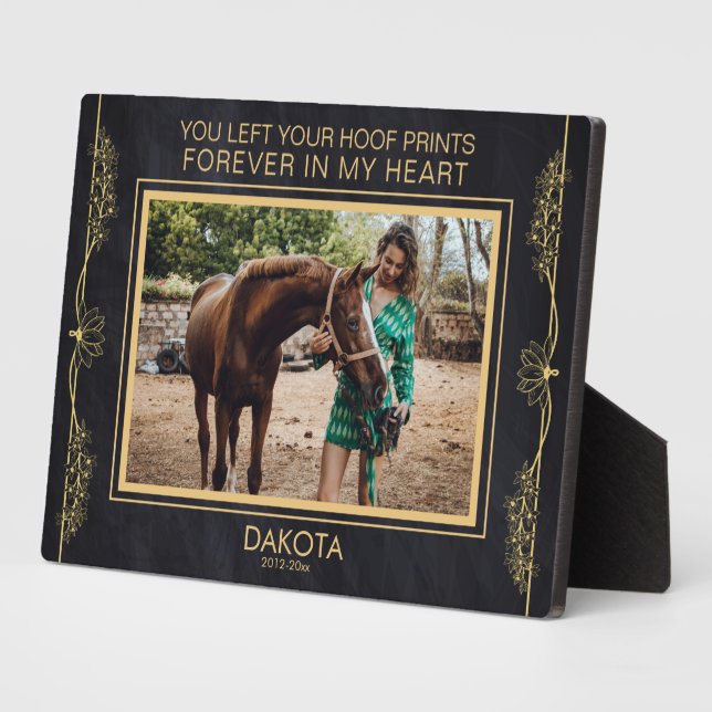 Plaque mémorielle personnalisée avec photo de chev (Côté)