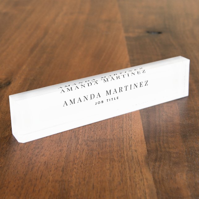Plaque minimaliste simple élégant bureau blanc (Taille)