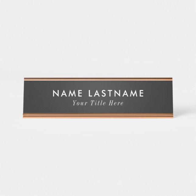 Plaque nominative de bureau tendance avec nom et t (Devant)