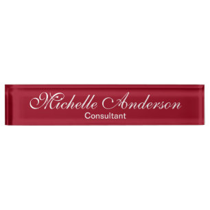 Plaque nominative de consultant de script carmin r