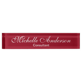 Plaque nominative de consultant de script carmin r