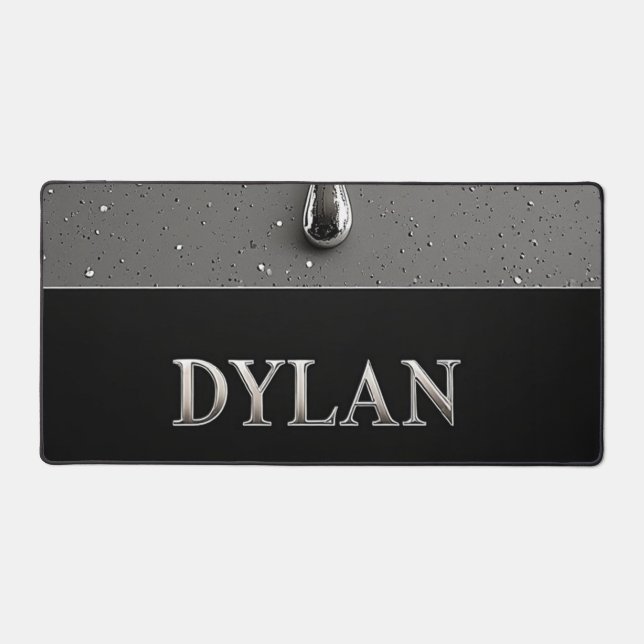 Plaque nominative Dylan Chrome avec gouttes de mét (Recto)