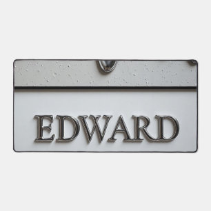 Plaque nominative Edward Chrome avec gouttes de mé