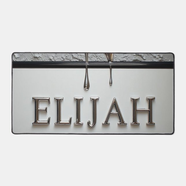 Plaque nominative Elijah Chrome avec gouttes de mé (Recto)
