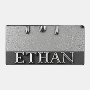 Plaque nominative Ethan Chrome avec gouttes de mét