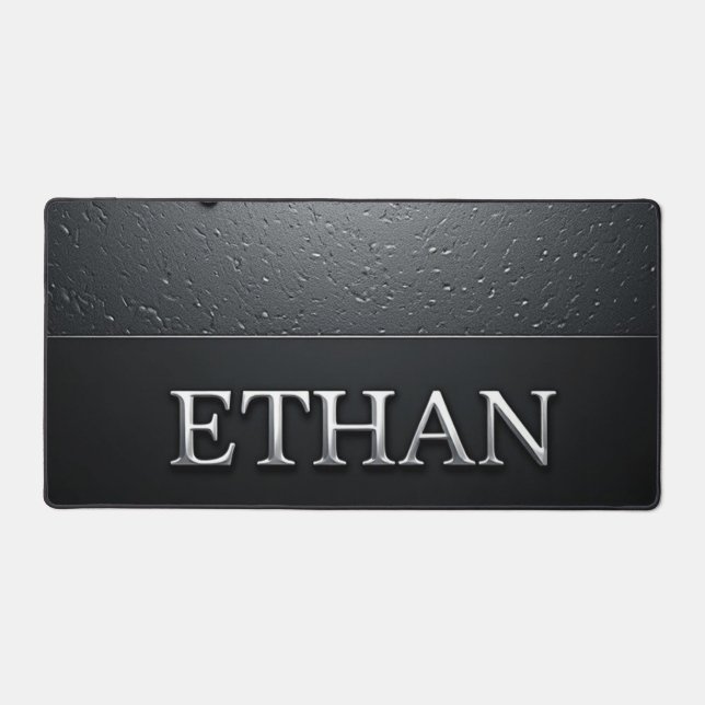 Plaque nominative Ethan Chrome avec gouttes de mét (Recto)