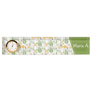 Plaque nominative monogramme floral