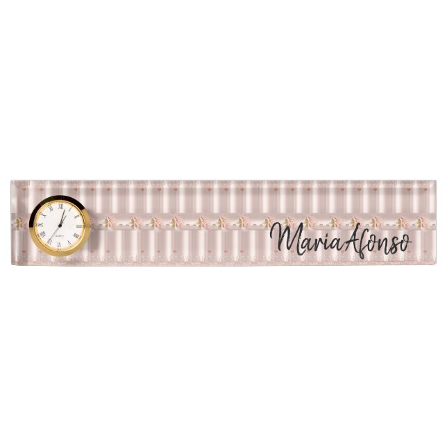 Plaque nominative Rose rose paillettes (Devant)