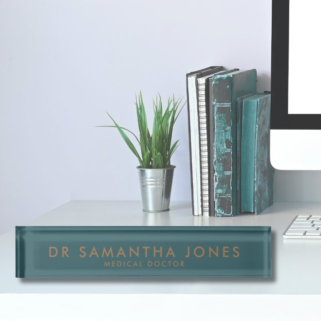 Plaque numérique minimaliste moderne Docteur (Minimalist Modern Doctor Desk Name Plate Nameplate
Teal Blue)