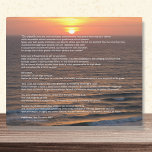 Plaque Ocean Sunrise Desiderata<br><div class="desc">Cette plaque inspirante de 10 x 8 pouces a une image photographique de l'océan Atlantique majestueux au lever du soleil et est imprimée avec le poème de Max Erhmann de 1927 "Desiderata" sur le bonheur. Vous pouvez supprimer l'image de superposition de texte et personnaliser l'arrière - plan avec d'autres textes...</div>