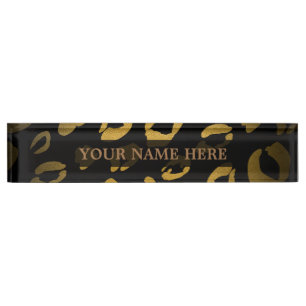 Plaque Personnalisée Cheetah Léopard Glam Noir & O