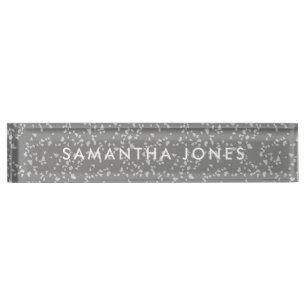 Plaque Personnalisée Classique en Terrazzo Gris Bl