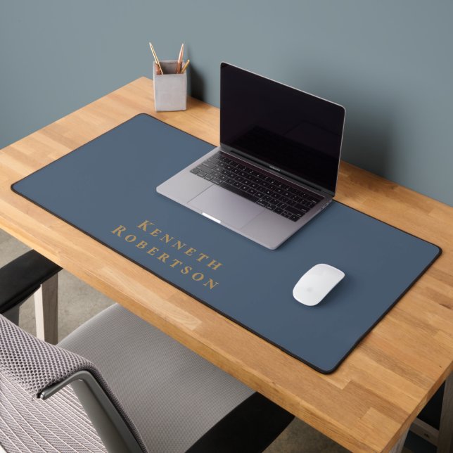 Plaque Personnalisée Nom Ardoise Bleu Laiton Minim (Bureau 2)