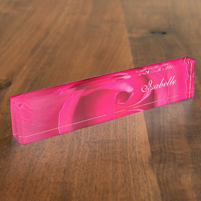 Plaque Personnalisée Nom Rose Rouge Romantique (Taille)