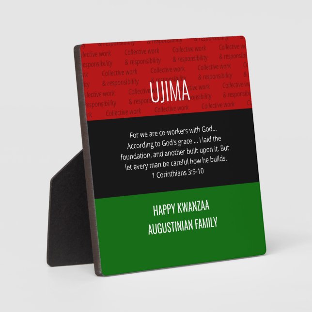 Plaque personnalisée UJIMA Happy Kwanzaa (Recto)