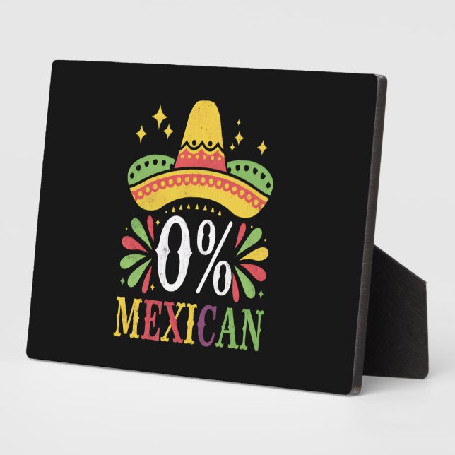 Plaque Photo 0% Mexicain Zéro Pour Cent Drôle Cinco De Mayo (Côté)