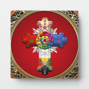 Plaque Photo [100] Rosy Cross (Croix Rose) sur Red & Gold