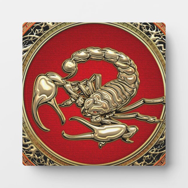 Plaque Photo [100] Scorpion d'or sacré sur rouge (Devant)