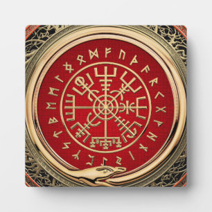 Plaque Photo [100] Vegvisir - Viking Gold Magic Runic Compass