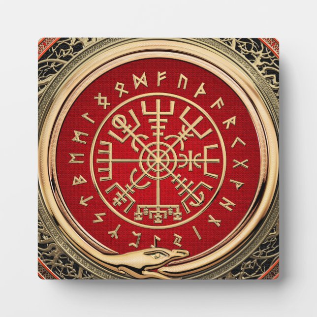 Plaque Photo [100] Vegvisir - Viking Gold Magic Runic Compass (Devant)