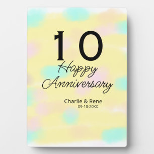 Plaque Photo 10 ans de mariage jaune pastel nom rétro bo