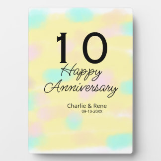 Plaque Photo 10 ans de mariage jaune pastel nom rétro bo