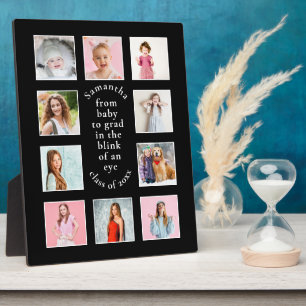 Plaque Photo 10 Photos Baby to Grad Nom Année Graduate Noir