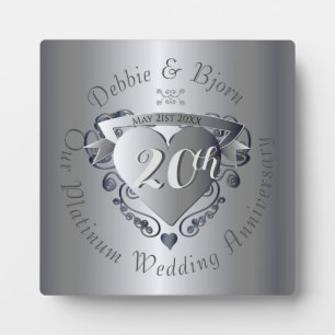 Plaque Photo 10e, 20e, 25e, 70e Embl de coeur du Mariage