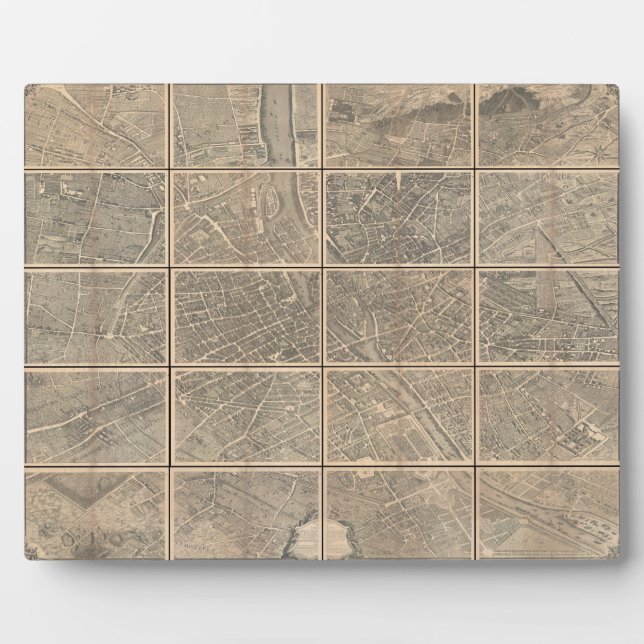 Plaque Photo 1739 Turgot View and Map of Paris France Bretez (Devant)