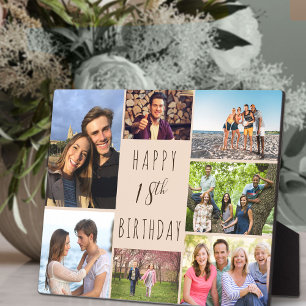 Plaque Photo 18e Anniversaire 7 Collage de Photos Neutre Beige 