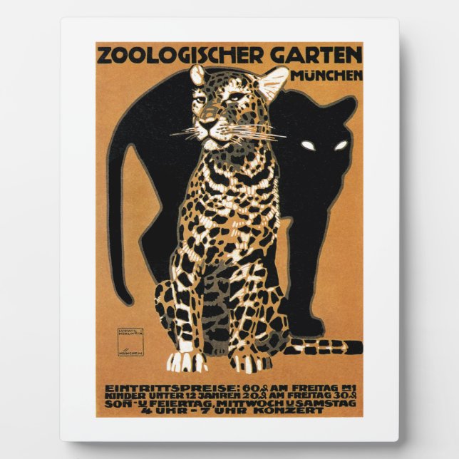 Plaque Photo 1912 Ludwig Hohlwein Leopard Munich Zoo Poster (Devant)