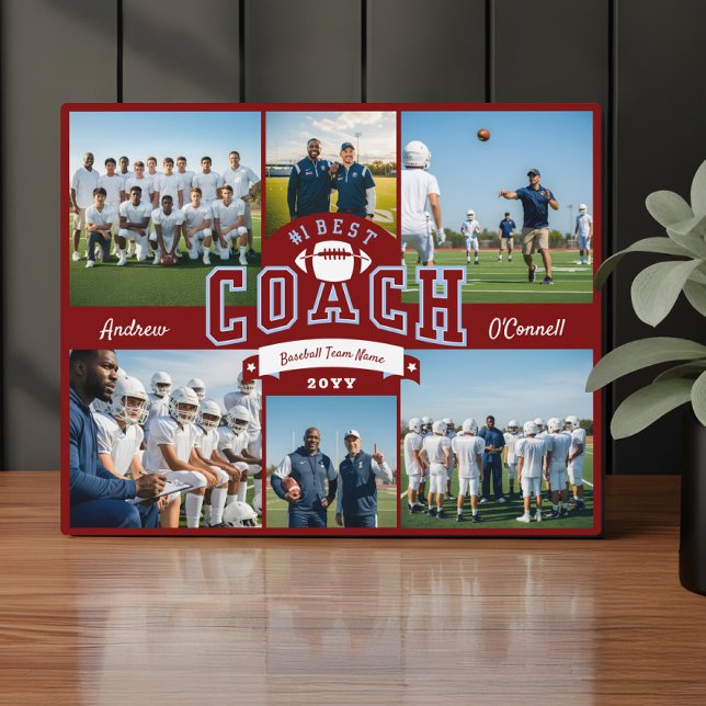Plaque Photo #1 Best Football Coach Photo Appreciation Gift (#1 Best Football Coach Photo Appreciation Gift Plaque)