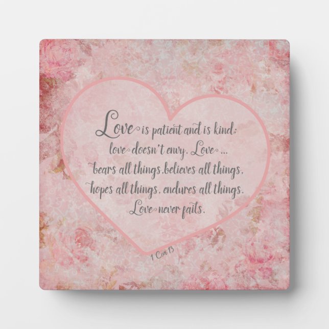 Plaque Photo 1 Cor 13 - L'amour est patient L'amour est gentil (Devant)