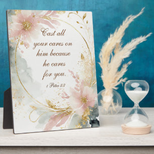 Plaque Photo 1 Pierre 5:7 Jetez toutes vos soucis sur lui Bible