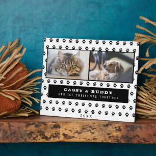 Plaque Photo 1Noël Ensemble Chat Chien Paw 2 Photo