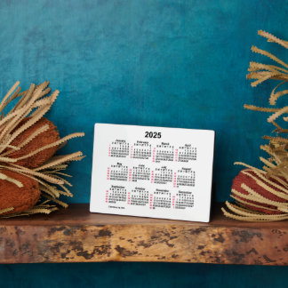 Plaque Photo 2025 White 52 Week ISO Desk Calendar by Janz 5x7