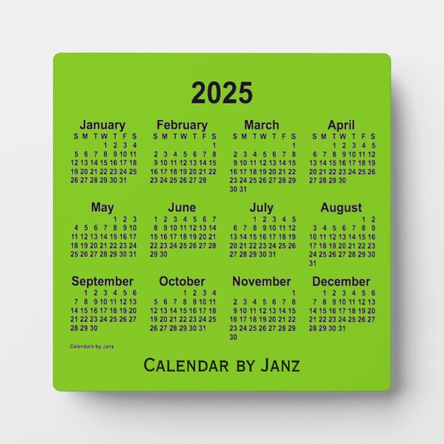 Plaque Photo 2025 Yellow Green Desk Calendar by Janz (Devant)