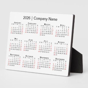 Plaque Photo 2026 Calendrier Nom commercial Bureau