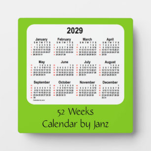 Plaque Photo 2029 Jaune Vert 52 Semaines Calendrier par Janz