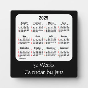 Plaque Photo 2029 Noir 52 semaines Calendrier par Janz