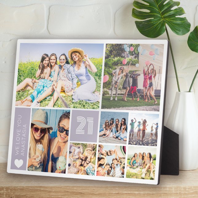 Plaque Photo 21e anniversaire Multi Photo Collage (Créateur téléchargé)