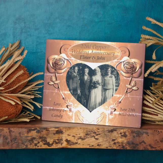 Plaque Photo 22e anniversaire de mariage de cuivre   (Côté)