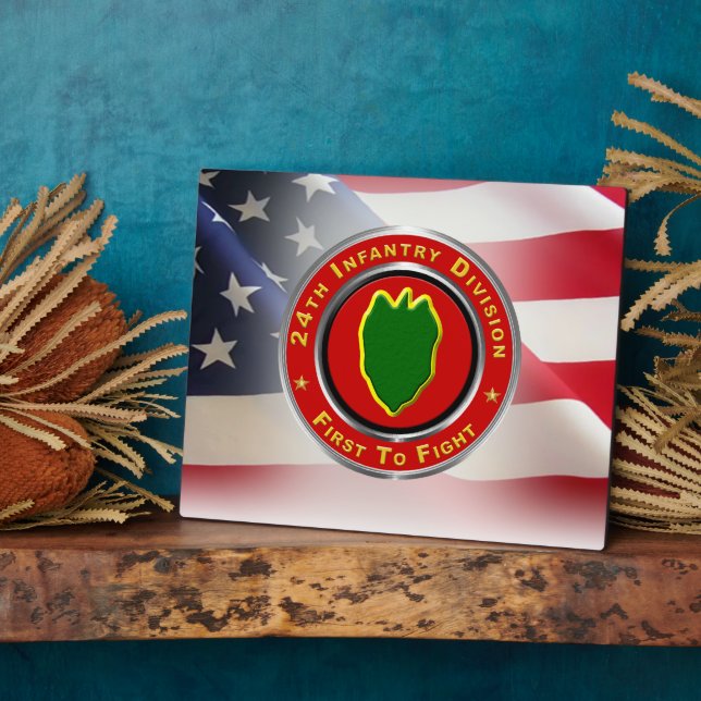 Plaque Photo 24e division d'infanterie "Première à combattre" (Côté)