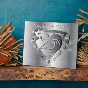 Plaque Photo 25e anniversaire de Mariage d'argent Emblème de co