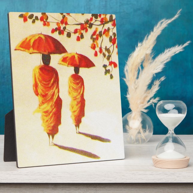 Plaque Photo 2 moines bouddhistes laotiens (Côté)