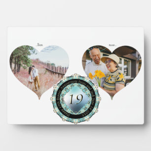 Plaque Photo 2 Photos 19e anniversaire de Mariage Acquamarine