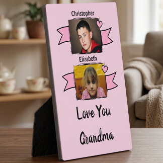 Plaque Photo 2 photos amour vous grand-mère rose